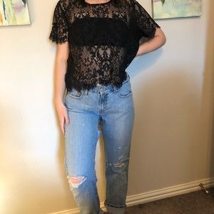 Lace See Through Crop Top